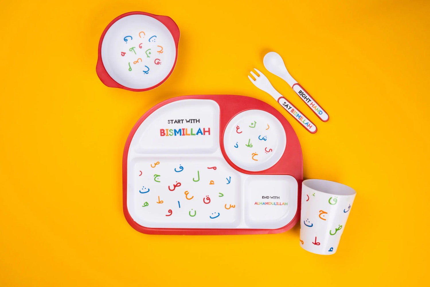 Arabic Alphabet Children's Tableware Set - Darussalam