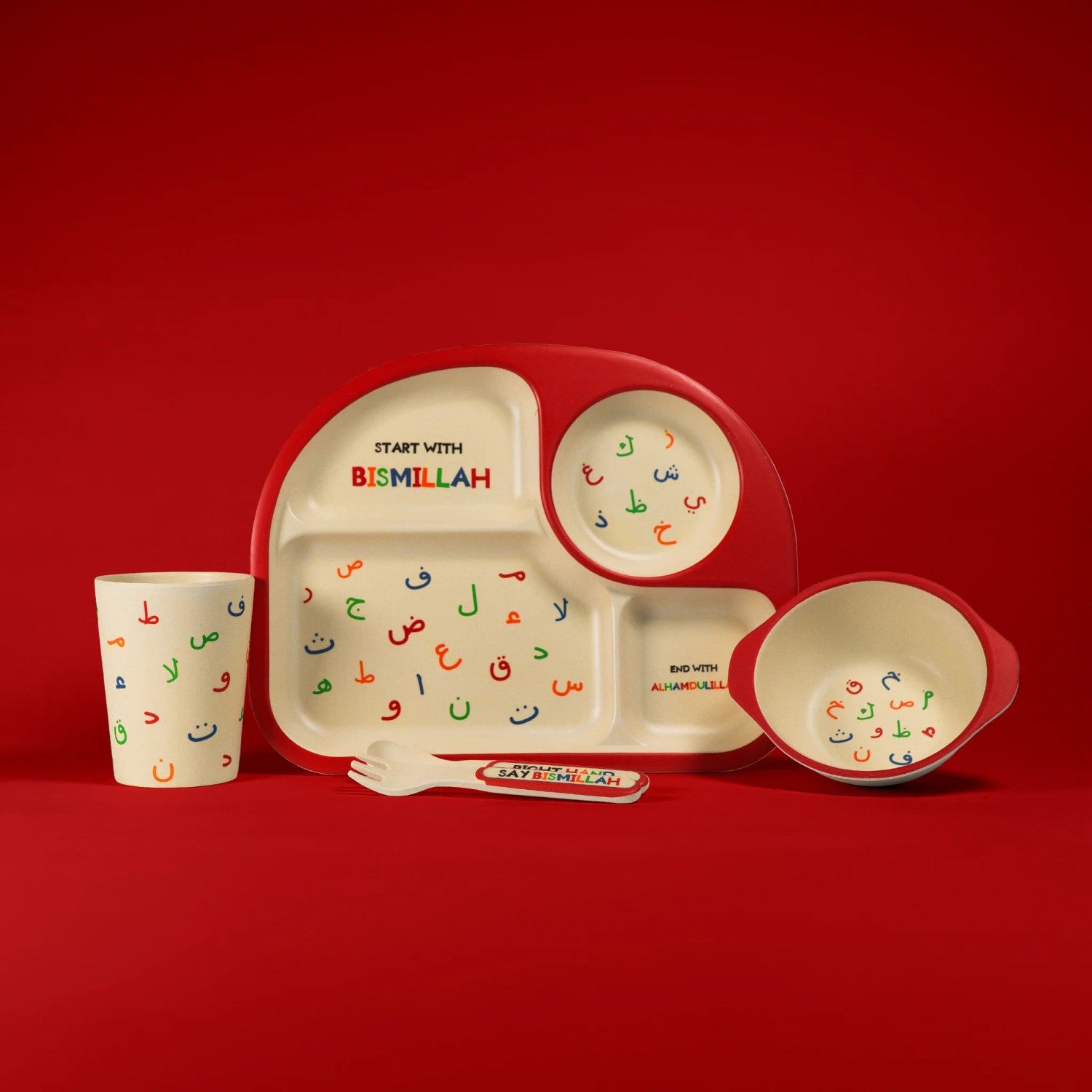 Arabic Alphabet Children's Tableware Set - Darussalam