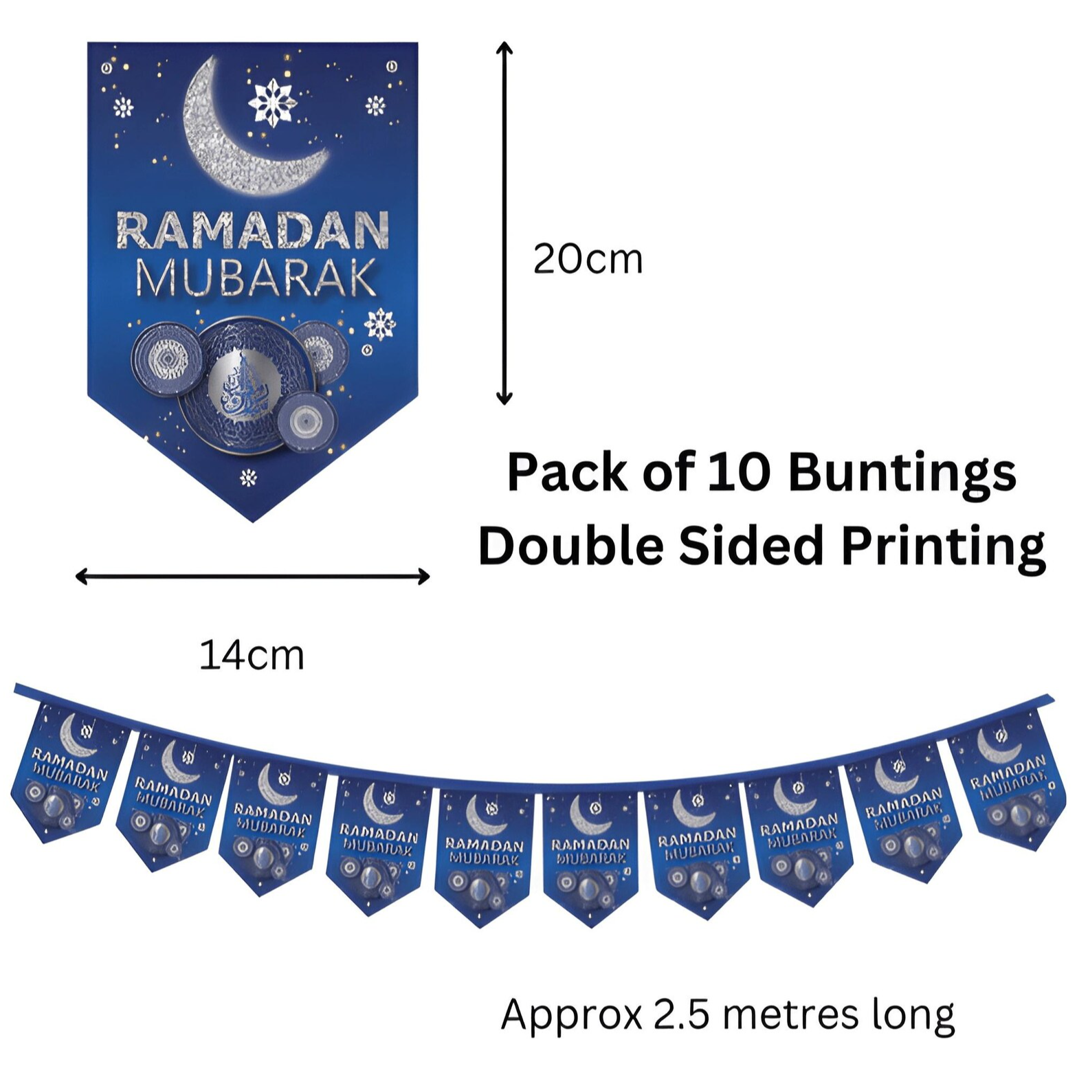 Blue Ramadan Mubarak Bunting| Wall Hanging Decoration Party Occasions