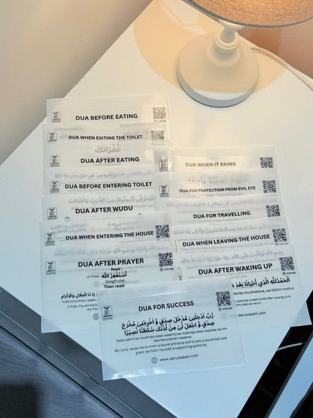Islamic Essential Dua Stickers with QR code ("Dua Reminder Wall Stickers") Packof15 - Darussalam