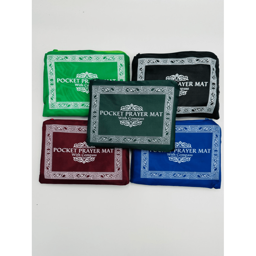 Pocket Travel Prayer Mat - With Qibla Compass in Zip Pouch - Darussalam