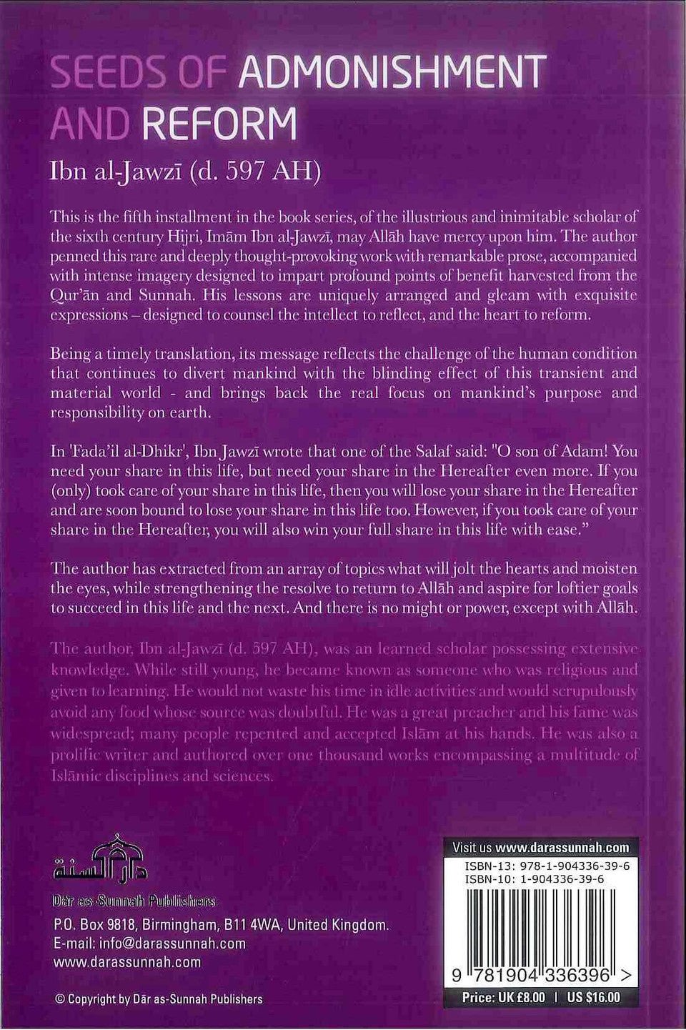 Seeds of Admonishment And Reform - Darussalam