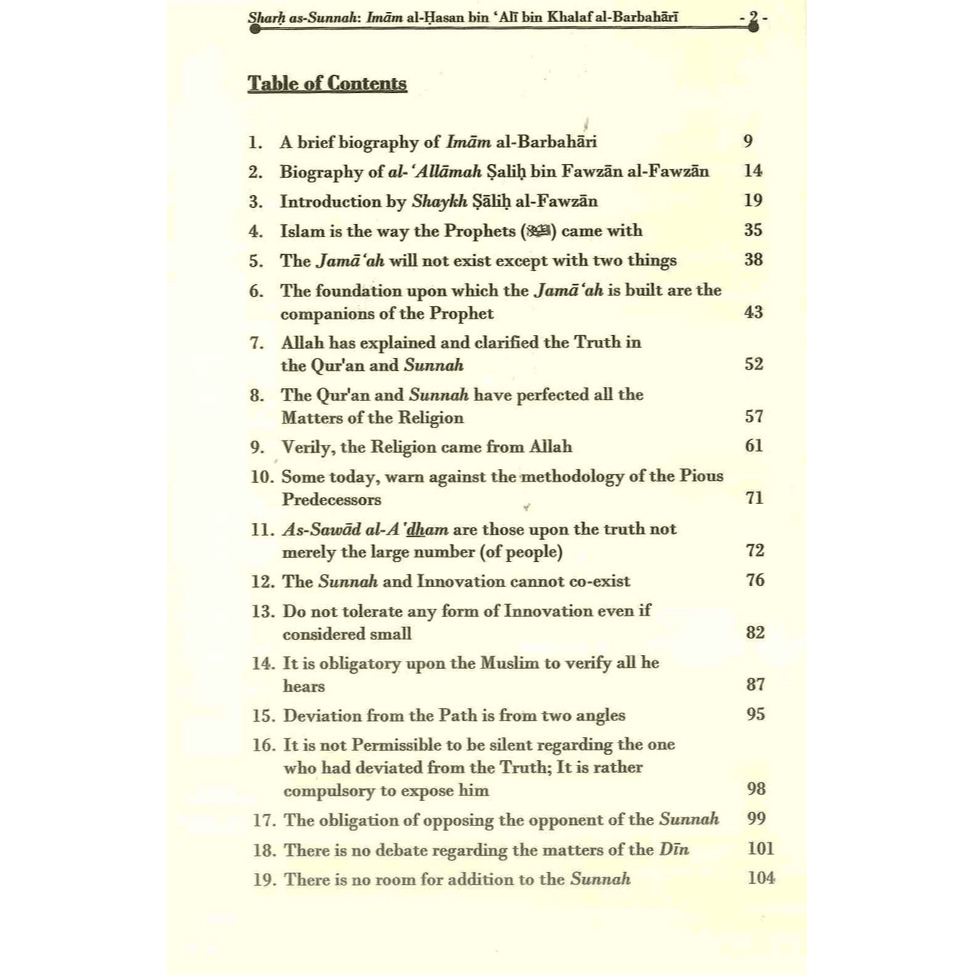 Sharh As - Sunnah (The Explanation of the Sunnah) by Imam Al - Barbahari (Two volume set) leather Edition - Darussalam
