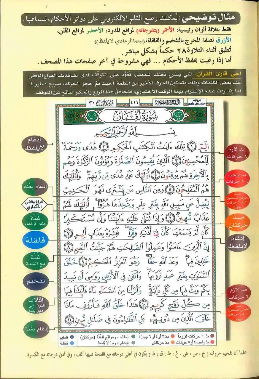 Tajweed Quran - Color coded Arabic only Large 17x24cm DM Delux - Darussalam