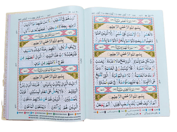 The Holy Quran Colour Coded Tajweed Rules (with colour coded manzils) - Darussalam